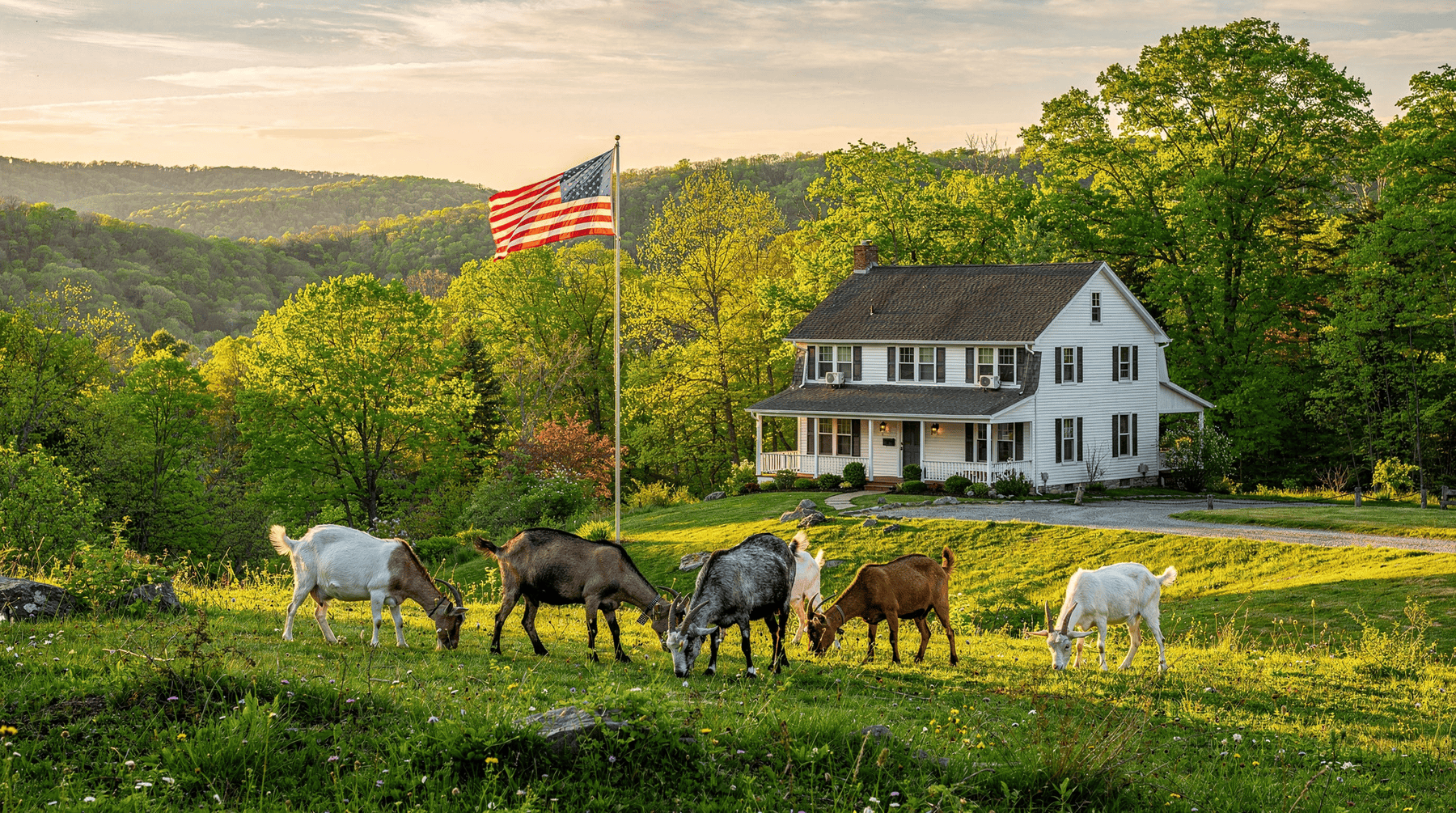Goat herd working a Hudson Valley hillside