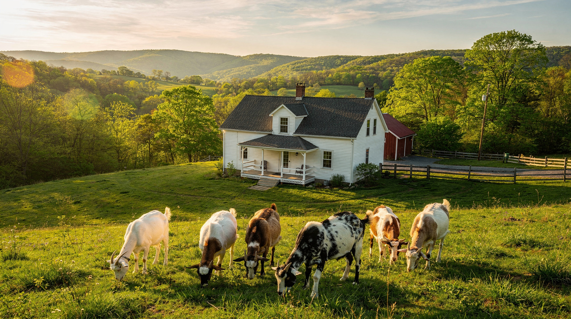 Goats grazing on a Hudson Valley hillside